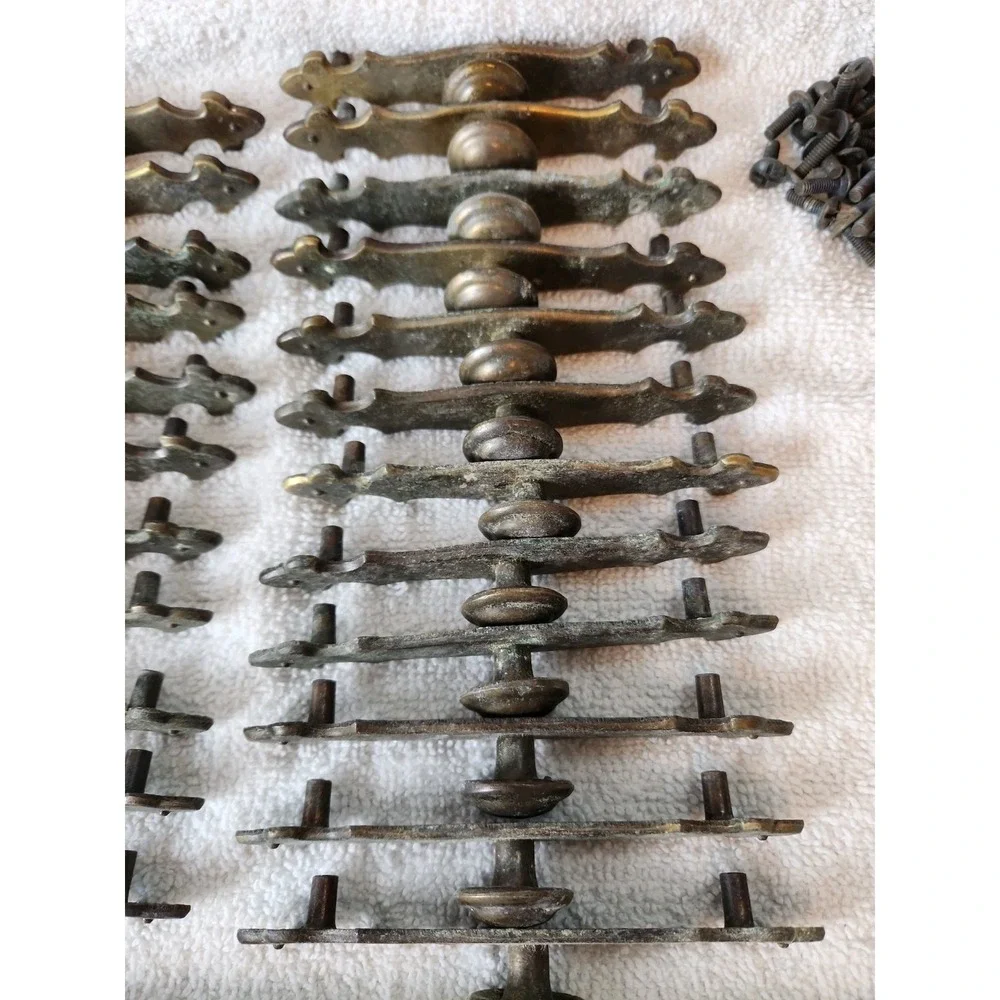 Lot 25 VTG Bronze Stewart Warner Cabinet Handles Drawer Pull 3.5